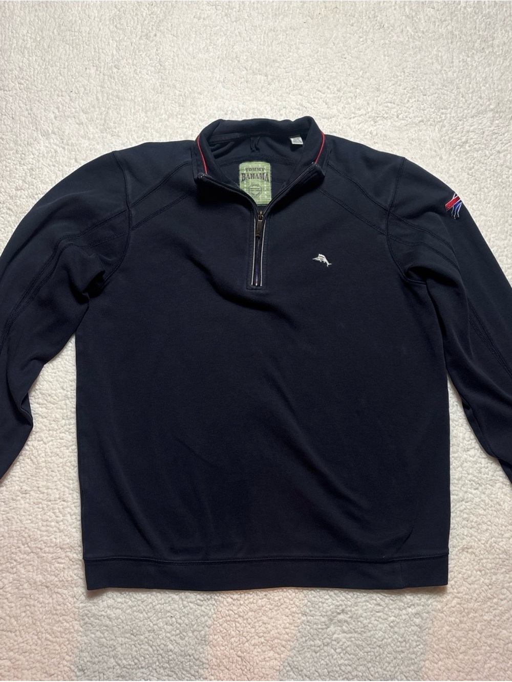 Tommy Bahama Football Men’s NFL Buffalo Bills Black 1/4 Zip Jacket Size Medium